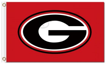 Wholesale custom cheap NCAA Georgia Bulldogs 3'x5' polyester flags balck character G with red background