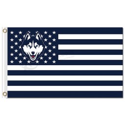 Custom cheap NCAA Connecticut Huskies 3'x5' polyester flags stars and stripes