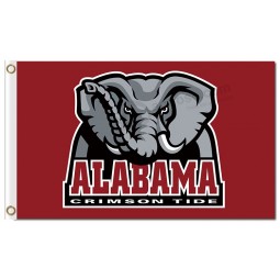Wholesale customized top quality NCAA Alabama Crimson Tide 3'x5' polyester flags big logo for sports team flags