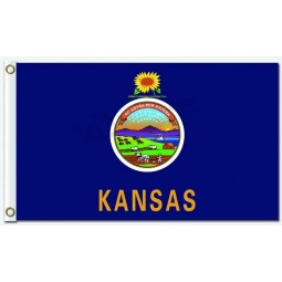 批发定制州，领土和城市旗帜？堪萨斯州3'x5'聚酯旗帜