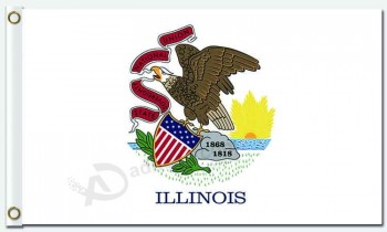 Großhandelsgewohnheitszustand, Gebiet und Stadtflaggen Illinois 3'x5 Polyesterflaggen