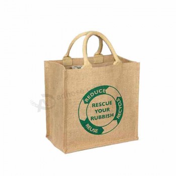 оптовая дешевая печатная сумка джута мешка мешка покупкы джута естественного jute