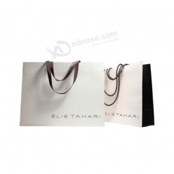 Nuevo y lujoso logo de custome bolso de compras impreso, bolsa de regalo, bolsa de papel con asa