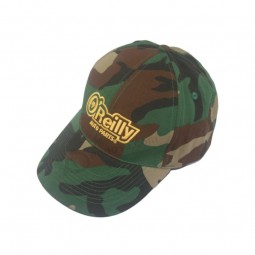 绿色迷彩刺绣标志6面板定制棒球帽质量好促销帽