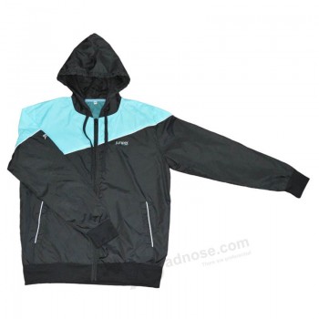 Giacca con colori personalizzati, giacca a vento in poliestere blu e nero