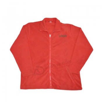 Casaco de lã polar de jaqueta de trimestre de mens vermelho liso personalizado