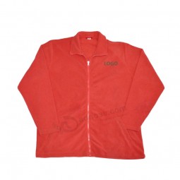 Customized mens red plain quarter zip polar fleece jacket