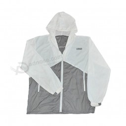 Custom colors jacket , white and gray polyester windbreaker jacket