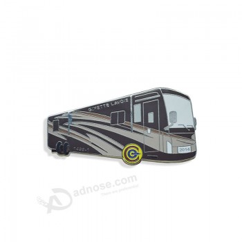 Promotional label pin,custom bus shaped badge factory