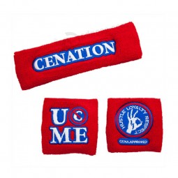 100% Cotton High Quality Sport Sweatband for Promotion Wristband with Embroidery Logo