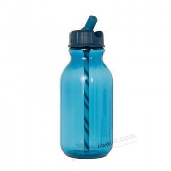 горячий продавая bpа свободный дешевый логос напечатал 550ml пластичную бутылку воды с пробкой льда с соломой