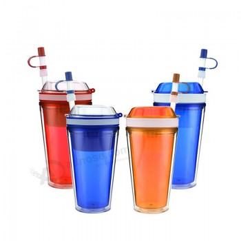 Multilayer Plastic Water Bottle,Outdoor Plastic Sports Bottle with Straw