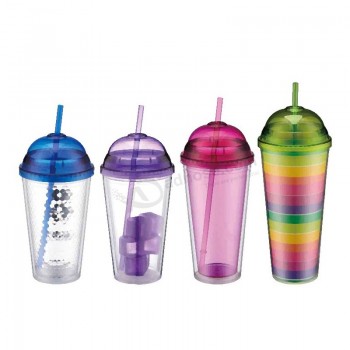 BPA free Plastic Water Bottle Fruit Infuser with Lid and Straw