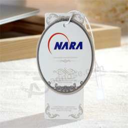 brand name round shape white paper srting hang tag with hole