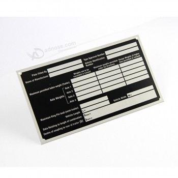 Custom printed aluminum data plates labels with high quality