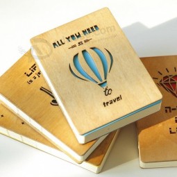 華やかなカスタムプリントされた木製のカバー旅行ノート