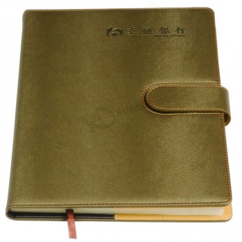 Cuaderno de tapa dura de escritorio de cuero de PU de diseño de moda con cerradura