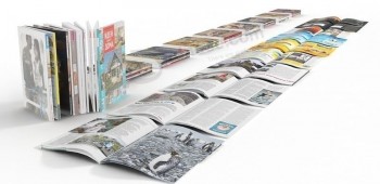 Varias impresiones de revistas de diseño personalizado colorido