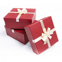 Christmas Custom Paper Gift Packaging Box with Silk Ribbon