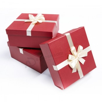 Boîte d'emballage de cadeau de papier personnalisé de Noël avec ruban de soie