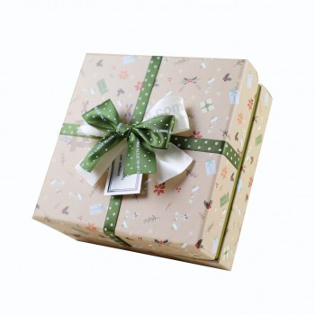 Elegante caja de empaquetado de regalo de diseño personalizado con lazo