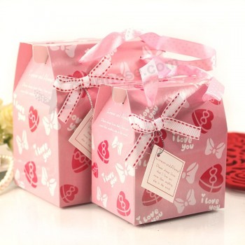 Nieuw design op maat papier geschenkverpakking doos met lint