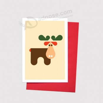 Elegante diseño de tarjeta de felicitación de regalo de Navidad de dibujos animados de diseño personalizado
