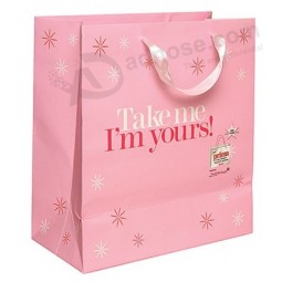 Wholesale High Qulality Pink Colour Paper Bag (YY--B0324)with your logo