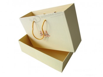도매 주문 고품질의 아이보리 컬러 종이 쇼핑백에 대한 귀하의 로고 (와이와이-비0160)