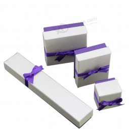 Wholesale custom High Quality Elegant Jewelry Box with Purple Colour Ribbon (YY-J0001)