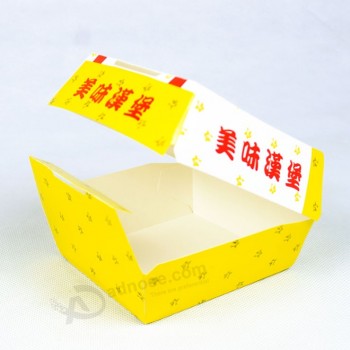 Caixa de embalagem feita sob encomenda do Hamburger do papel de impressão com produto comestível