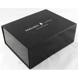 Alta qualidade elegante caixa de presente rígido dobrável preto fosco
