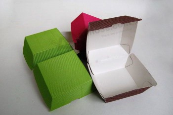 Colorida caja de embalaje de papel impreso para comida rápida