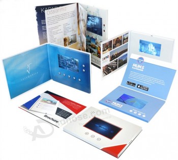 Reproductor de video personalizado de fábrica descarga el folleto de video de la tarjeta de visita de video LCD para publicidad
