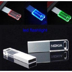 Acrílico transparente memória flash 128mb-64gb acrílico usb com led