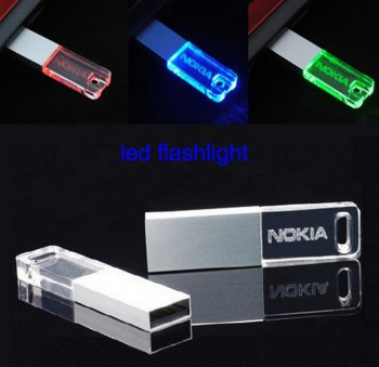 Chiavetta USB acrilica trasparente con memoria flash 128mb-64gb con led