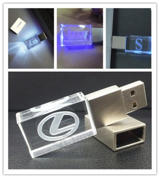 1GB/2GB/4GB/8GB/16GB/32GB/64GB Customized 3D Laser Logo Crystal USB Pen Drive