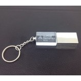 Personalizado 3d logotipo cristal usb flash com chaveiro