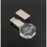 LED Light Polygon Crystal USB Pen Drive with 3D Logo Inside 2GB 4GB 8GB 16GB