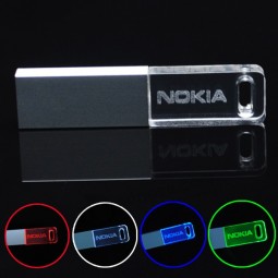 Acrylic Bulk USB Flash Drive 128MB 256MB 1GB 2GB 4GB 8GB 16GB Transparent USB Drives with LED Light Factory Price