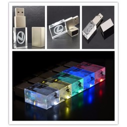 Bom design de cristal usb flash drive com led luz pendrive 1 gb 2 gb 4 gb 8 gb 16 gb