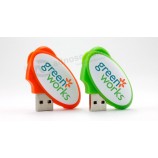 Unidad flash USB de forma ovalada de plástico con impresión de logotipo personalizado