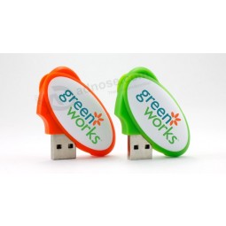 Unidad flash USB de forma ovalada de plástico con impresión de logotipo personalizado