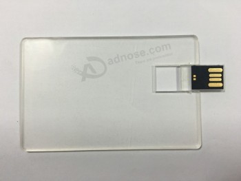 Tarjeta de visita transparente de la oblea memoria USB con la etiqueta engomada