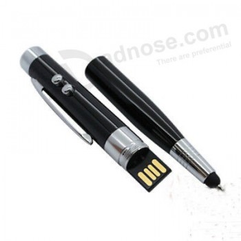 Haut pErsonnalisé-Fin réEl lEd lasEr lumièrE stylo à billE tactilE modèlE USB 2.0 Clé USB