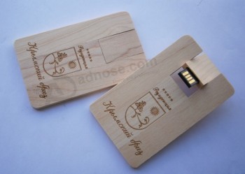 Bamboe/Esdoornhout slanke kaart 8 gb usb flash drive pen/Draagbare opslag gif