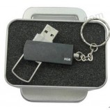 금속 상자와 금속 USB 플래시 드라이브에 대 한 로고와 함께 사용자 지정