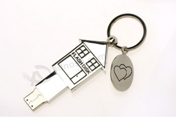 Haus Form USB-Stick, Metall USB-Stick mit Schlüsselanhänger