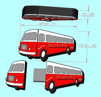 Voertuigbussen vorm pvc usb stick china leverancier