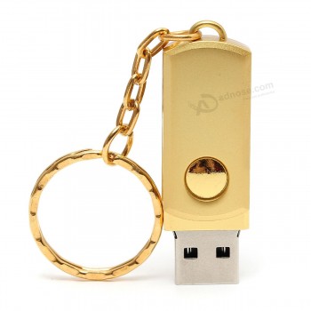 実容量USB 2.0 フラッシュドライブキーチェーンペンドライブ4Gbの8Gbの16ギガバイトPendriveスティック在庫メモリあなたのロゴとカスタムのための豪華な金色のギフトの贈り物のUSBメモリ